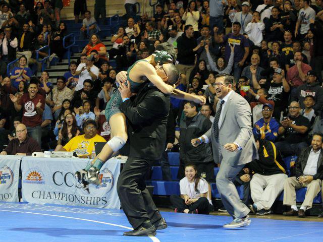  Enrique “Kike” Zavala celebrates his victory at CCS. Photo courtesy of The Californian.
