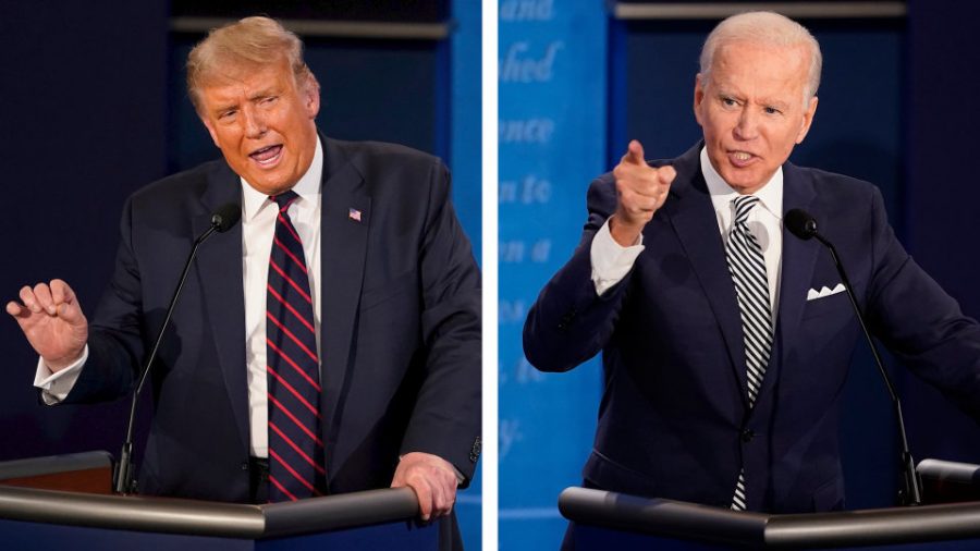 President+Trump+and+Presidential+Nominee+Joe+Biden+facing+off+in+the+first+presidential+debate+in+Cleveland.