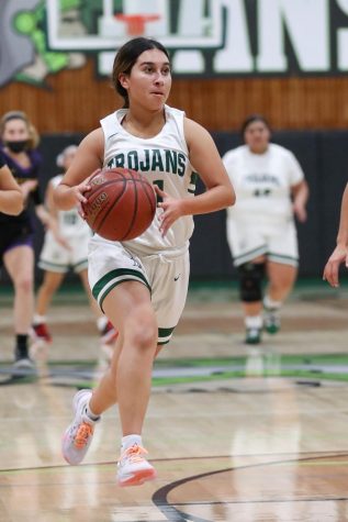 Against Salinas High December 8, 2021, Karizma Ruiz drives to the basket. The Trojans fell 61-71. “I’m looking forward to showing what we could do and having an amazing season with my best friends, Ruiz said.
