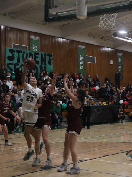Going against Fremont in the quarterfinals of the CCS playoffs, sophomore Nayeli Gil-Silva is faced with a double team trying to score in the 52-39 win. “I’m extremely proud of my girls and how far we came, and I’m ready for next year,” Gil-Silva said.
