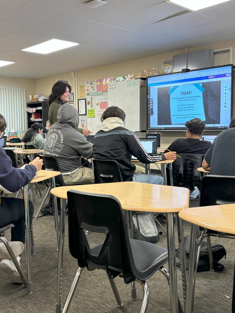 In Mr. Golub’s 5th period class, Cassidy Byrne, Golub’s co-teacher, is helping the students get ready for their final. “She’s nice, shes someone you can talk to,” Ruben Regalado said.  “She also helps you, if you ever need help just ask, and she’ll help.” 