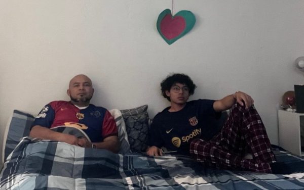 SCORE?! My father, Mardo Portillo, and me watching a game replay of football in his room. Barcelona’s forward, Ferran Torres, scored a goal that was barely onside assisted by 17-year-old, Lamine Yamal, putting them ahead on the scoreboard 2-1 in the 82nd minute.
