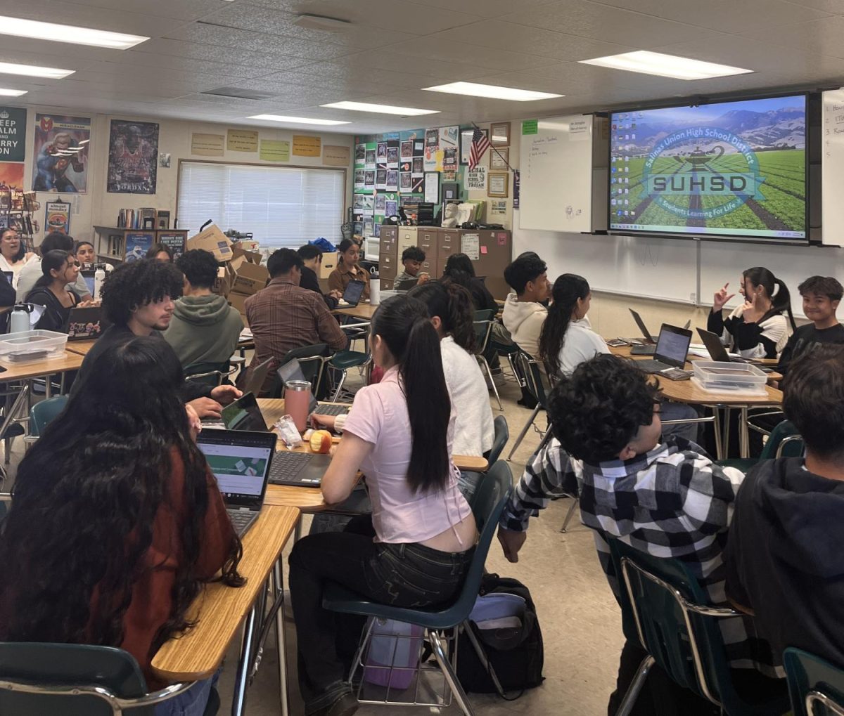 Mr. Battaglini’s 2nd period AP Language class reads the play “Inherit The Wind”, with each student having a character assigned to read their lines out loud. “Since AP testing is done, I like to finish the year off with a play,” Battaglini said, ”It is one of my favorites and is still a timely play.”