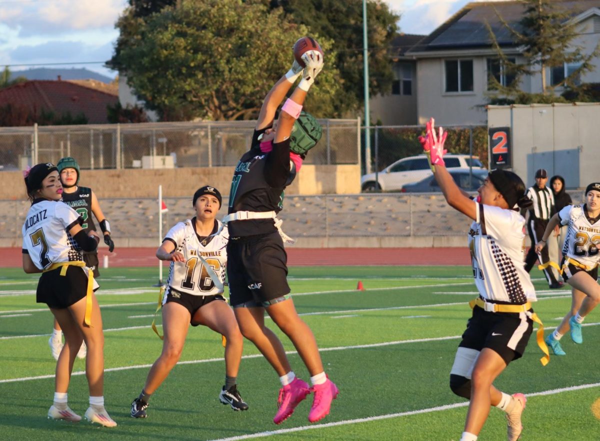 Against Watsonville, senior Mia Rivera’s rose up for a tough catch. The team came out with a 26-0 victory. “Honestly, I was just surprised that I could get up there and catch it cause it was a pretty high ball,” Rivera said. 